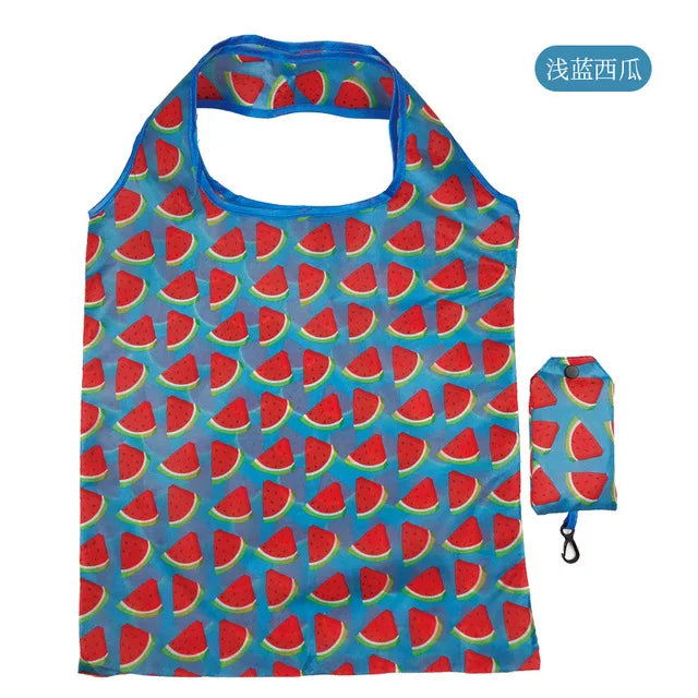 Foldable Reusable Grocery Tote Bag Lemon Print Travel Beach Pouch