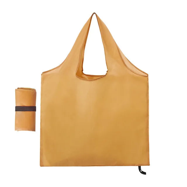 Foldable Reusable Grocery Tote Bag Lemon Print Travel Beach Pouch