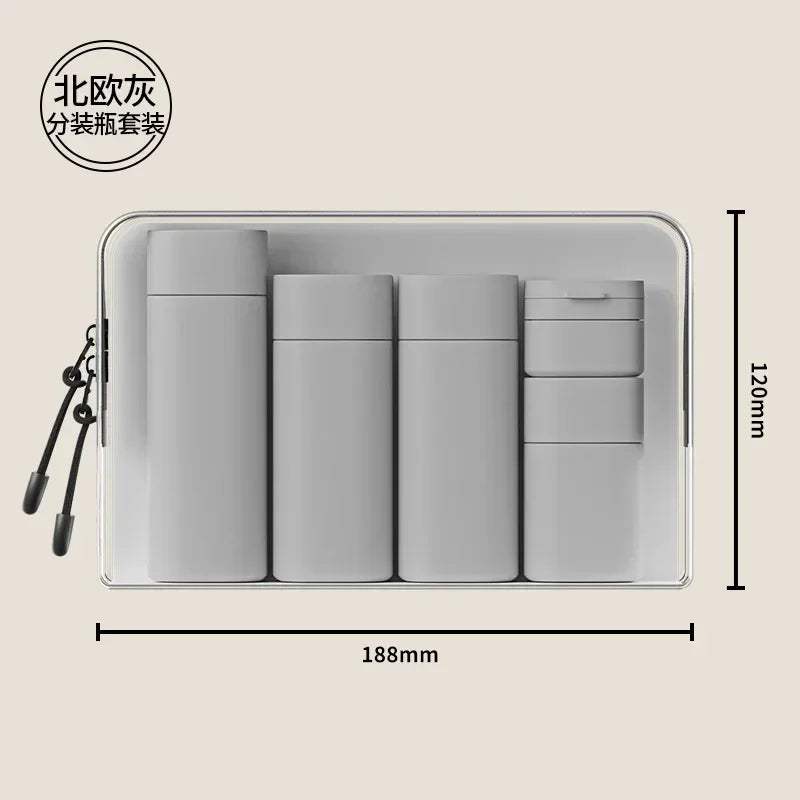 Five Piece Travel Bottle Set Soft Touch Refillable Toiletry Dispensers