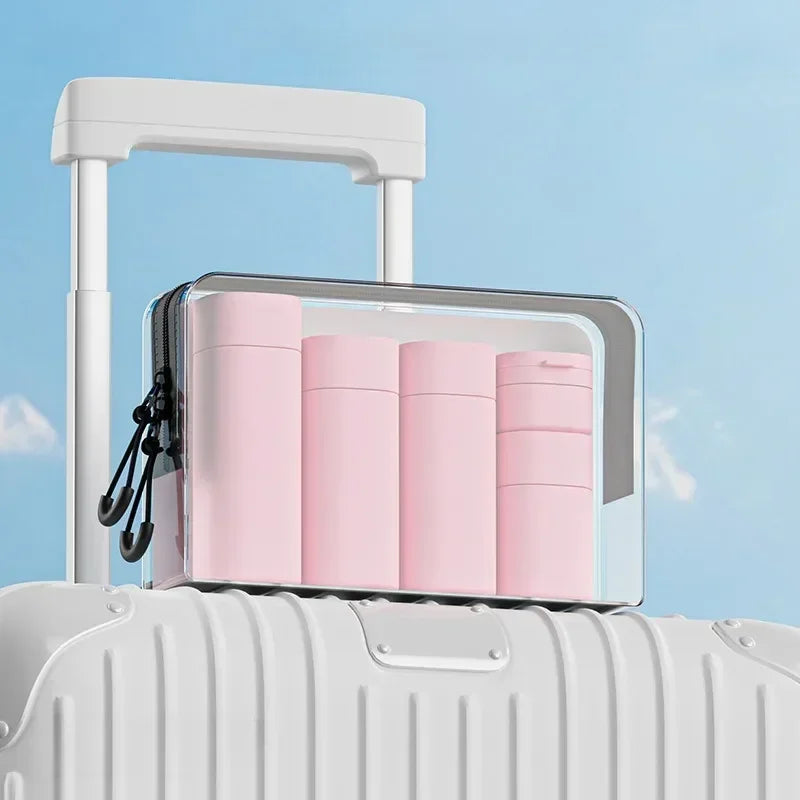 Five Piece Travel Bottle Set Soft Touch Refillable Toiletry Dispensers