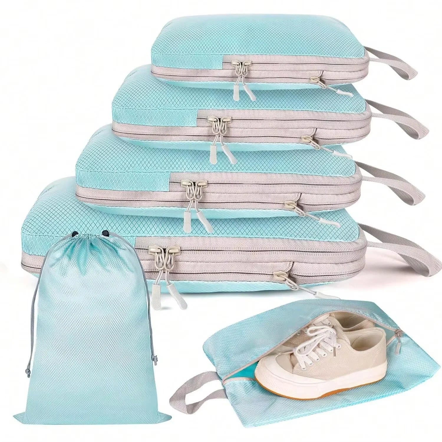 Compressible Waterproof Packing Cubes Portable Travel Luggage Handbag Storage Organizer Set