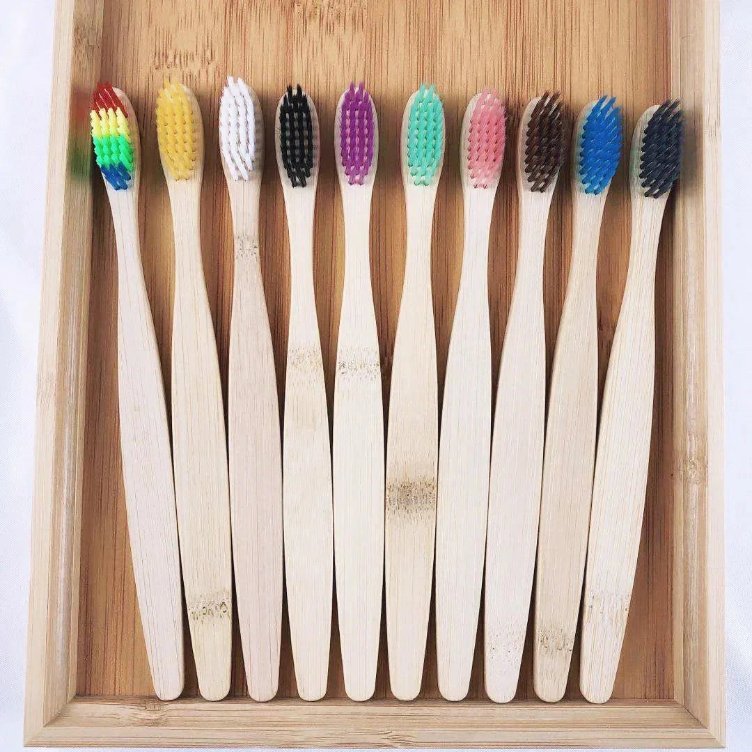 Eco Friendly Bamboo Toothbrush Set Reusable Portable Soft Bristle Travel Brushes