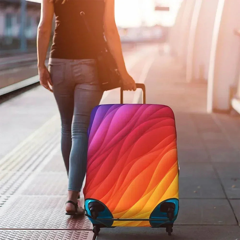 Washable Stretch Luggage Cover Geometric Print Suitcase Protector Travel Accessory Case