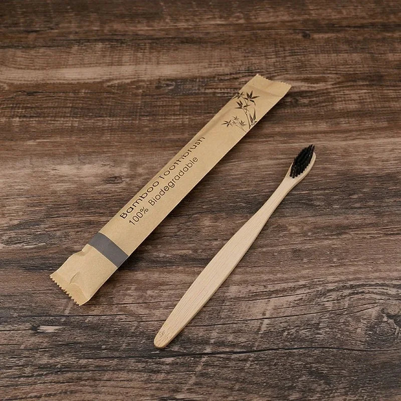 Eco Friendly Bamboo Toothbrush Set Reusable Portable Soft Bristle Travel Brushes