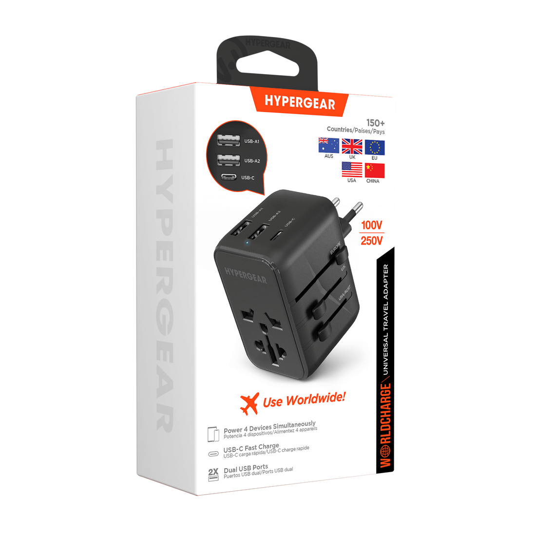 WorldCharge Universal Travel Adapter with USB-C
