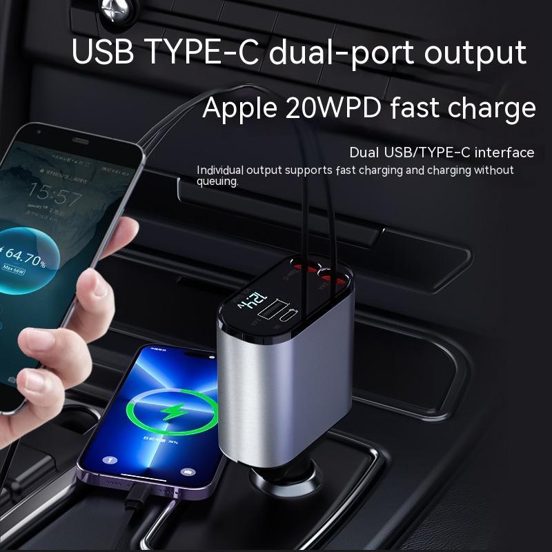 Metal Car Charger 100W Fast Charging USB Type C Power Adapter