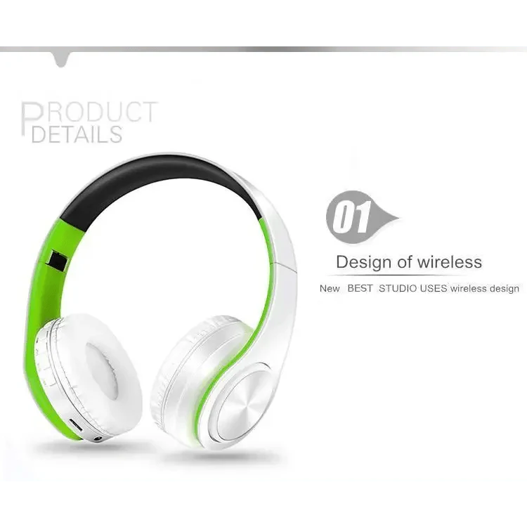 Folding Bluetooth Wireless Stereo Headphones with Mic Comfortable Modern Earmuffs Design
