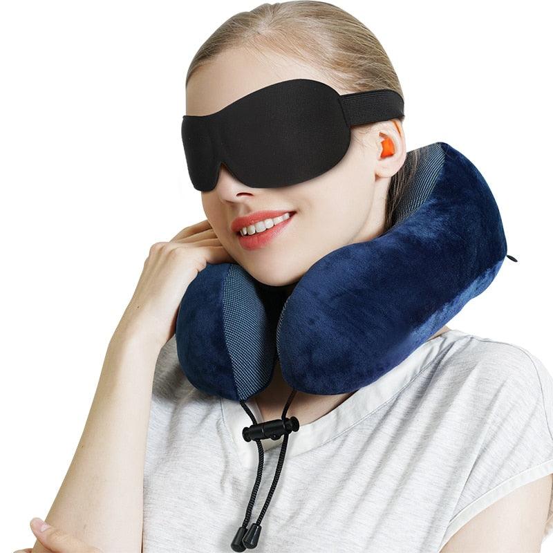 U Shaped Memory Foam Travel Pillow Neck Support with Eye Mask