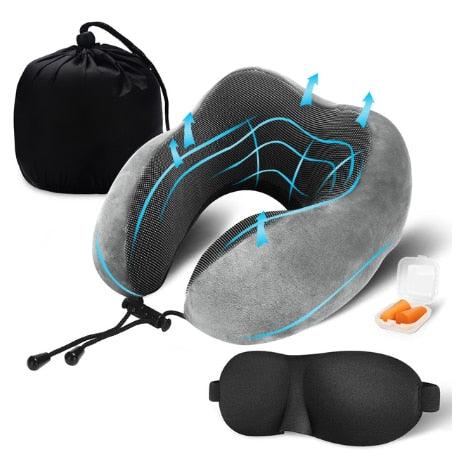 U Shaped Memory Foam Travel Pillow Neck Support with Eye Mask