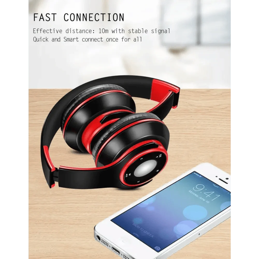 Wireless Bluetooth Foldable Headphones with FM Radio TF Card MP3 Support