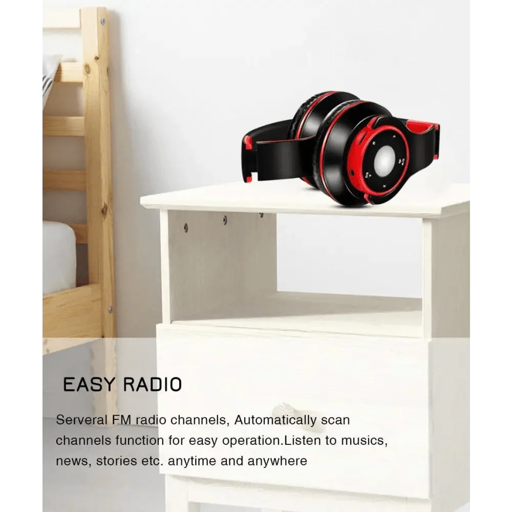 Wireless Bluetooth Foldable Headphones with FM Radio TF Card MP3 Support