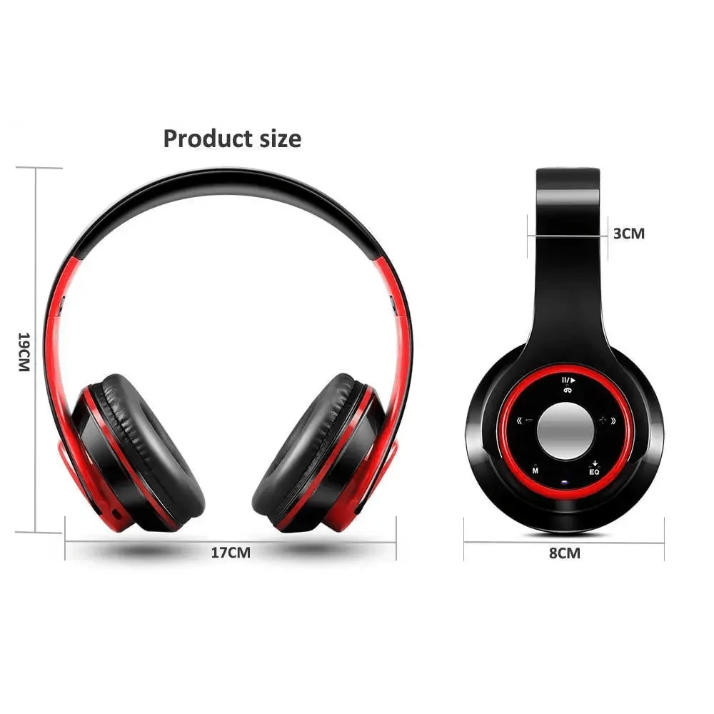 Wireless Bluetooth Foldable Headphones with FM Radio TF Card MP3 Support